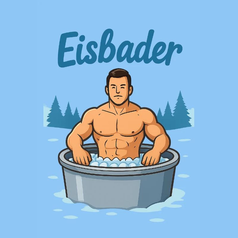 Eisbader Muskelmann im Eisbad