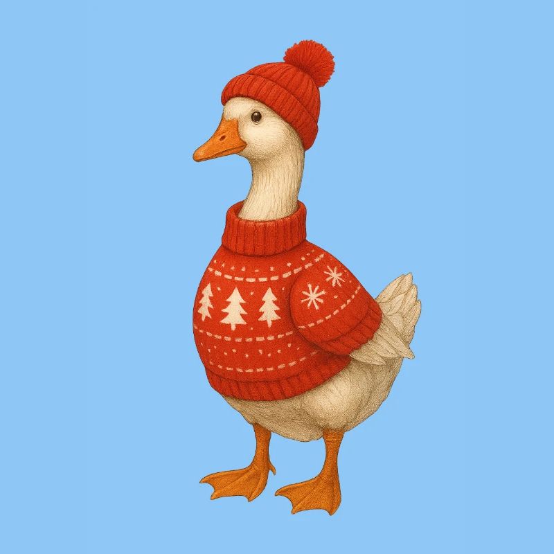 Gans im Strickpullover