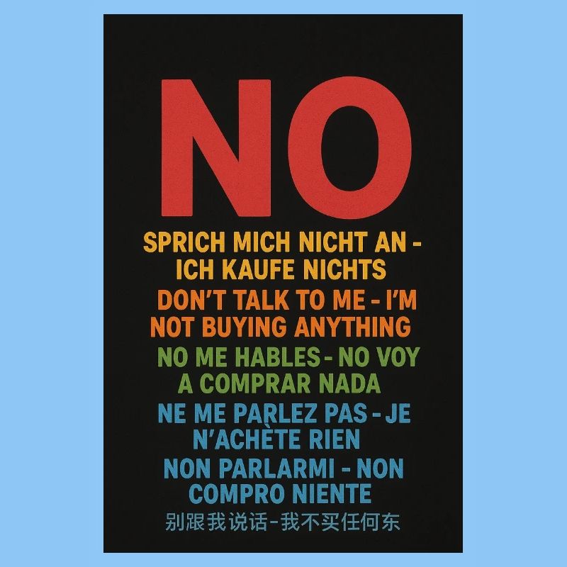 Pas de mot, pas d’achat – Protestation multilingue