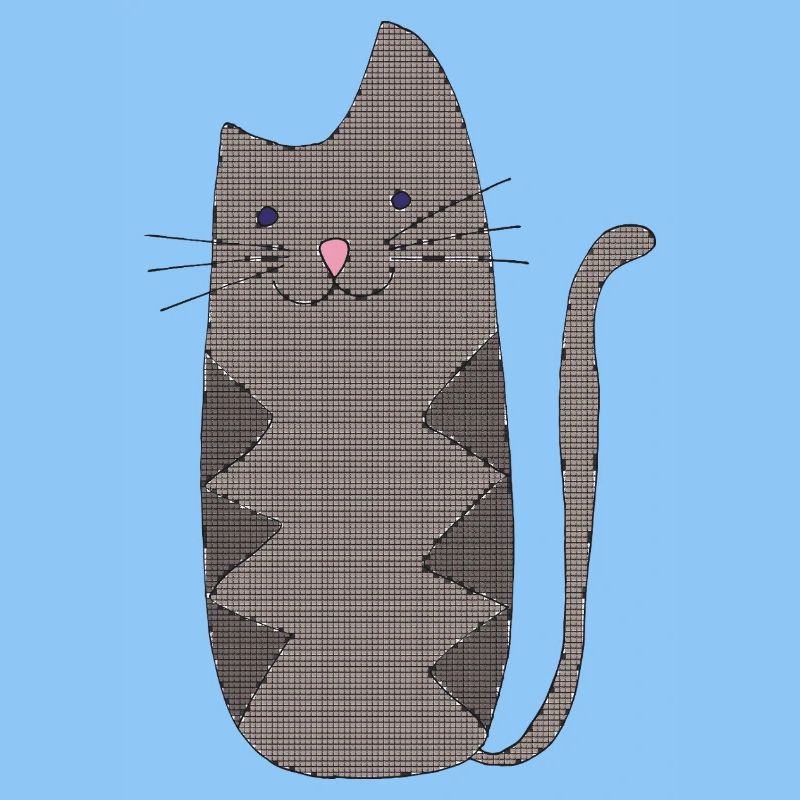 Zickzackkatze Grau Geometrisch