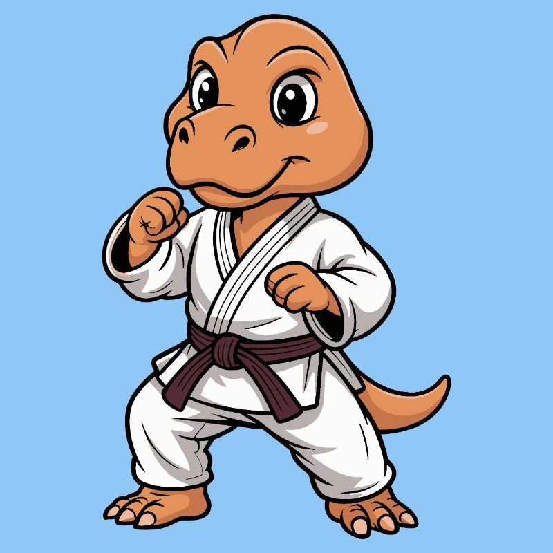 Fighting Dino in Karate Gi