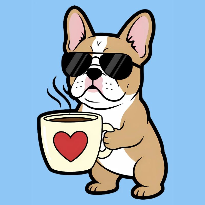 Bulldogge Hund Kaffee Comic