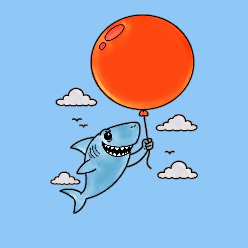 Shark with red balloon