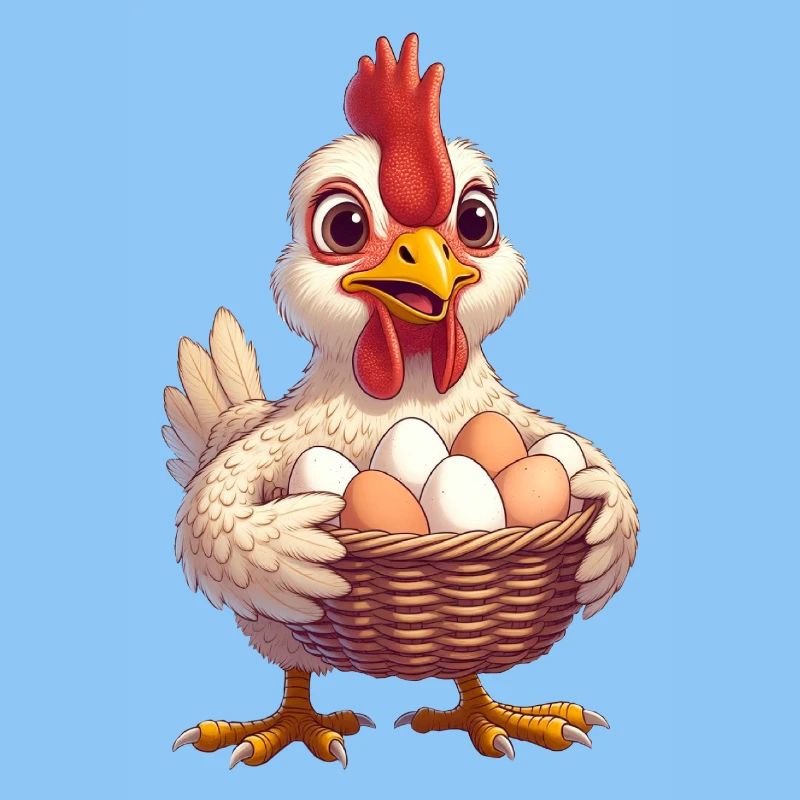 Huhn mit Eierkorb