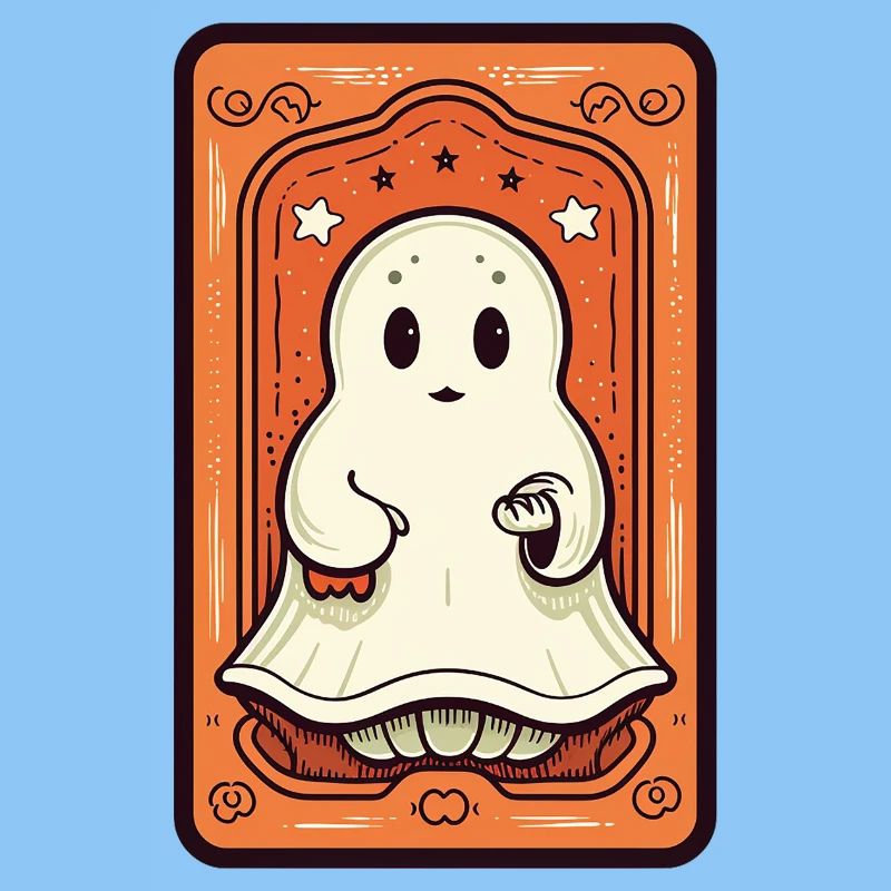 Orange Ghost Tarot Card
