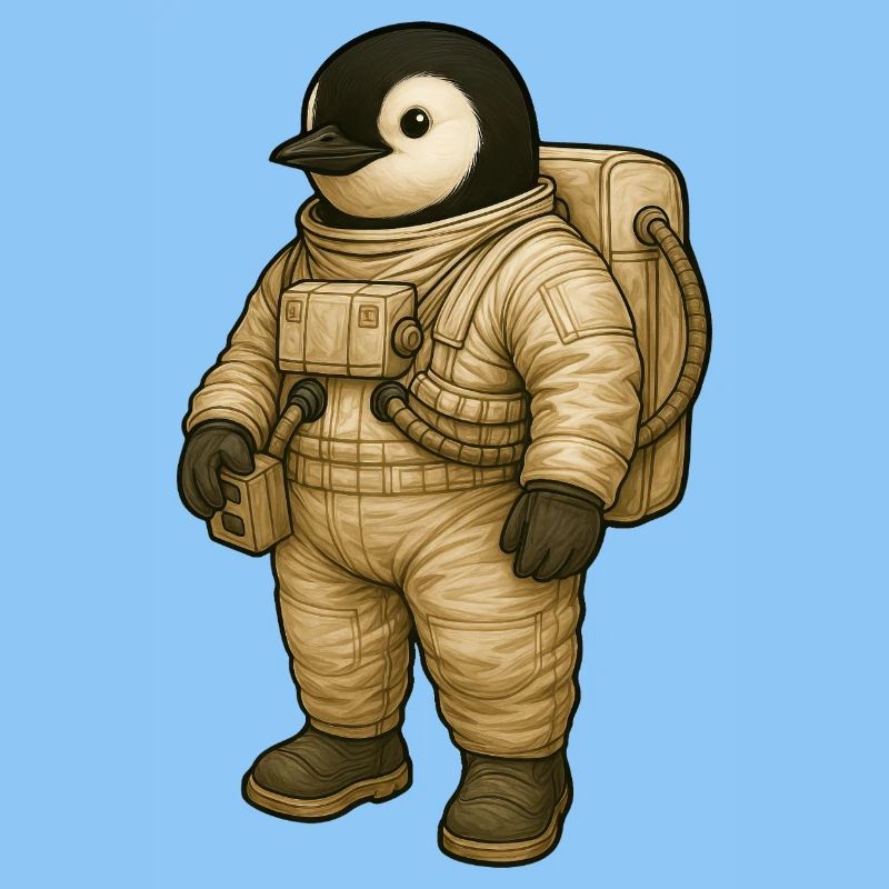 Mignon pingouin astronaute dans l’aventure spatiale