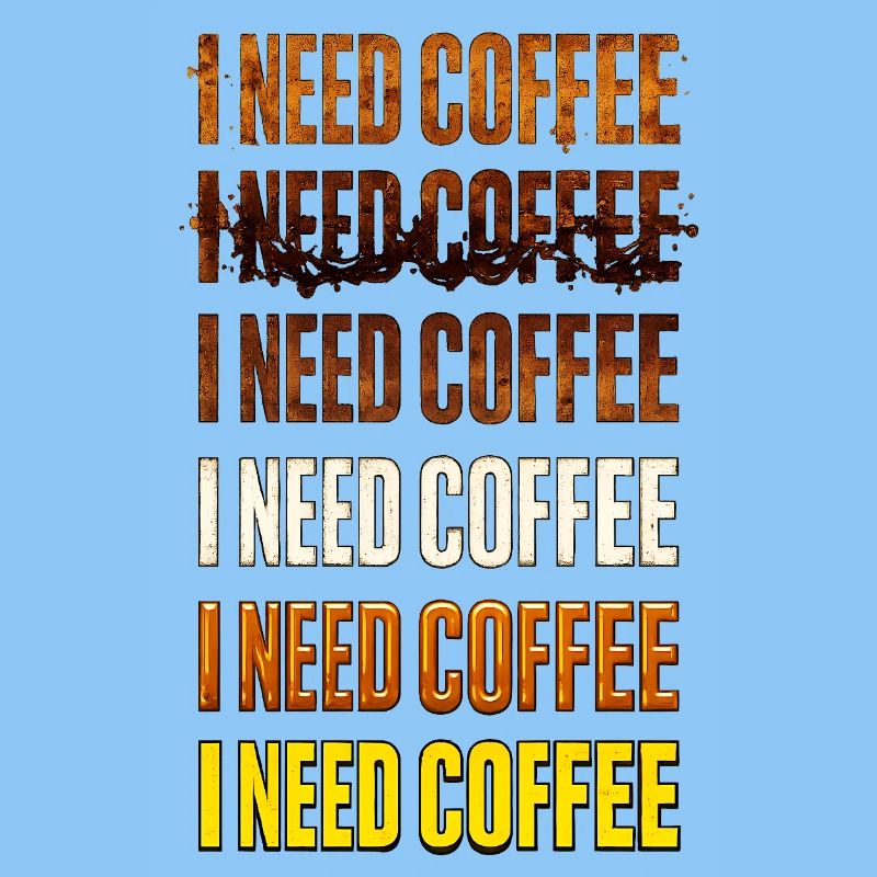 Ich brauche Kaffee – Farbverlaufstext