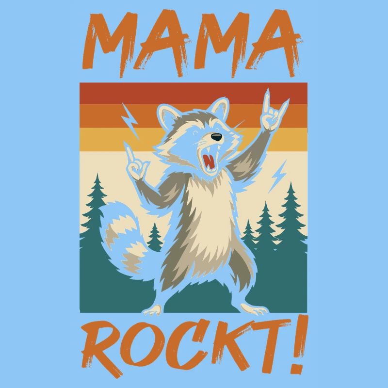 Waschbär Mutter Coole Rocker Mama