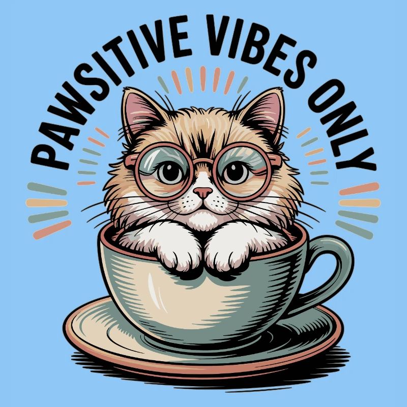 Pawsitive Vibes Only – Cat in a Cup