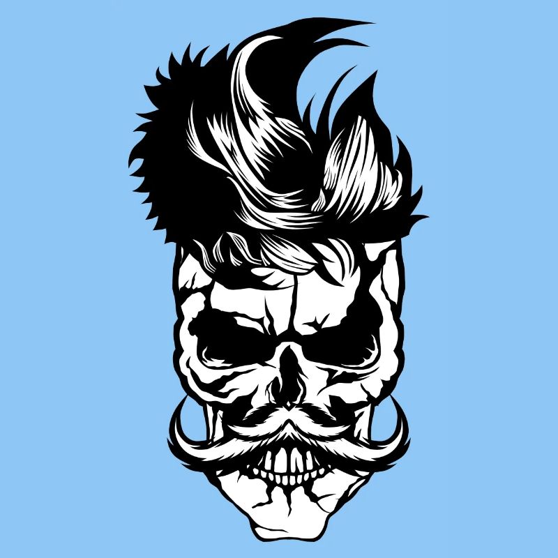 Kopf des Todes Hipster Schädel Kran Schnurrbart Schnurrbart