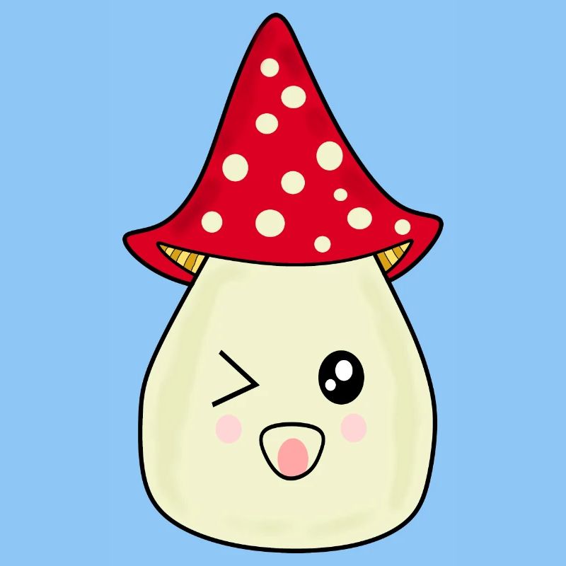 Kawaii Mushroom Toadstool cute red with face