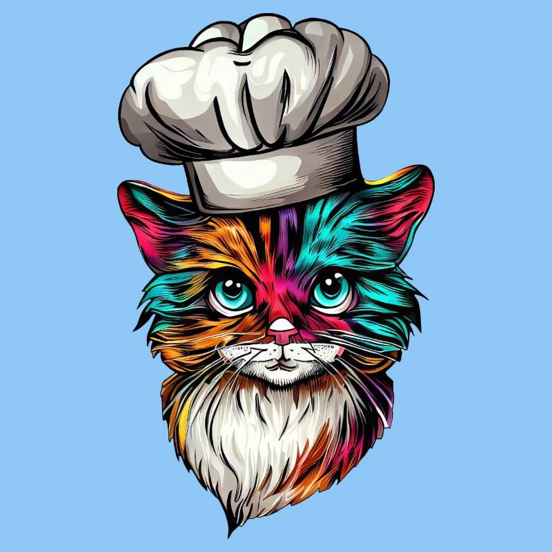 Cooking Cat with Rainbow, Creative
