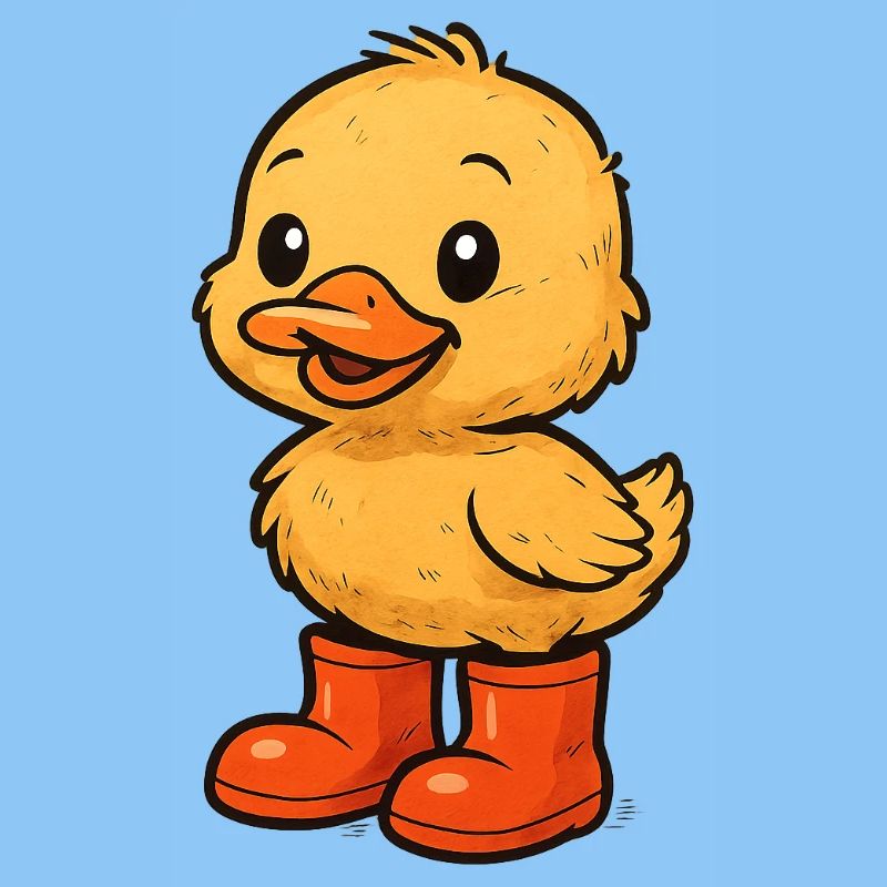 Cute duck motif with rubber boots