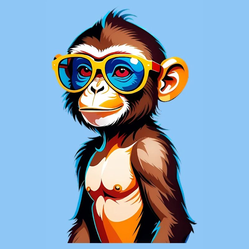 Kunterbunter Affe mit Retro-Sonnenbrille