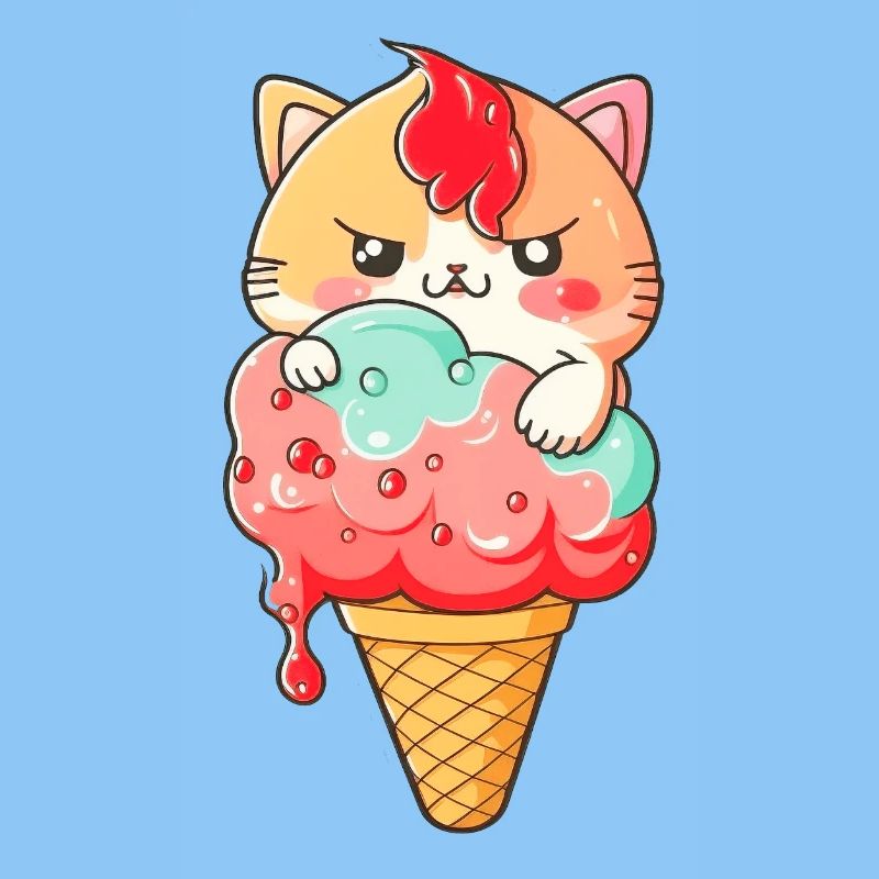Süßer Katzen-Eiscreme-Print