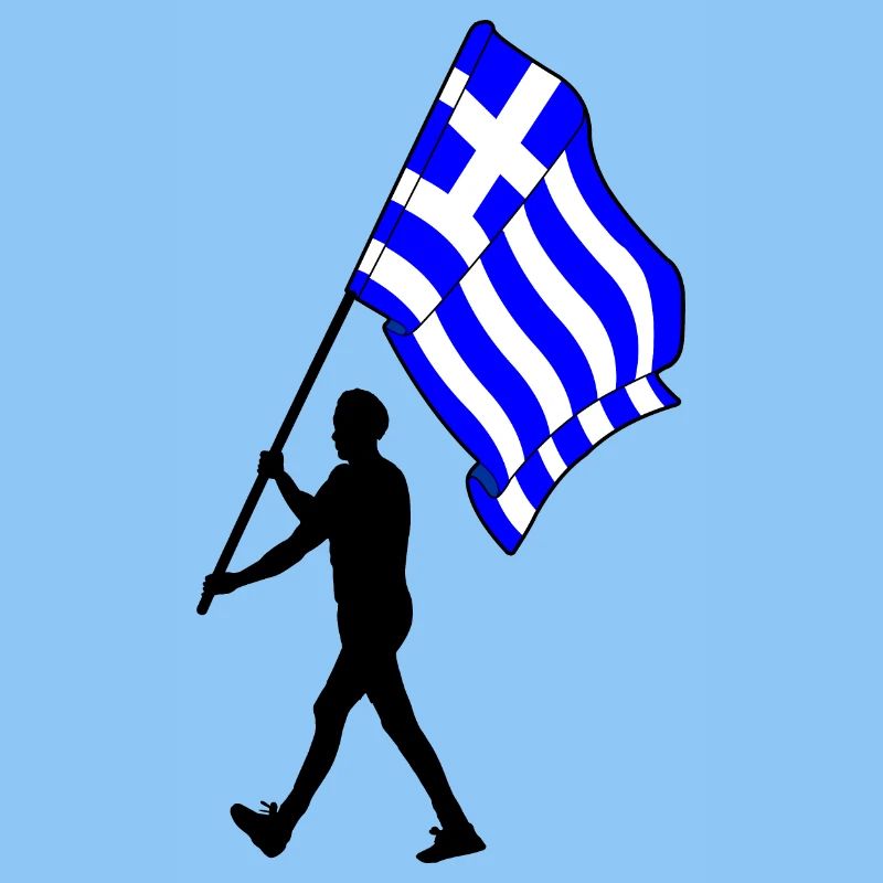 Drapeau Grèce Homme Marche