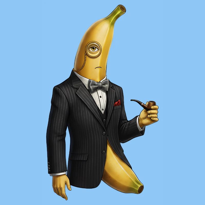 Banane élégante avec smoking et monocle