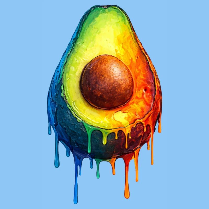 Avocado mit buntem Farbverlauf