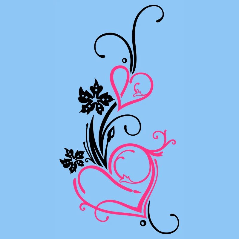 Two hearts with blossoms