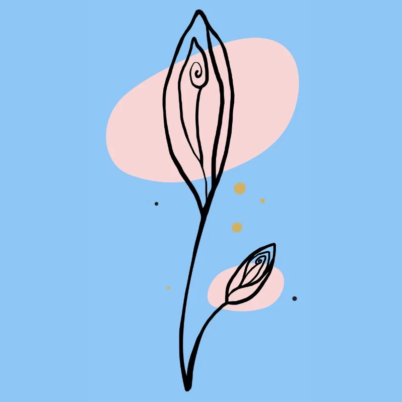 Pink Abstract Leaf Line Art
