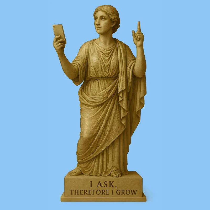 Antike Philosophenstatue mit Botschaft