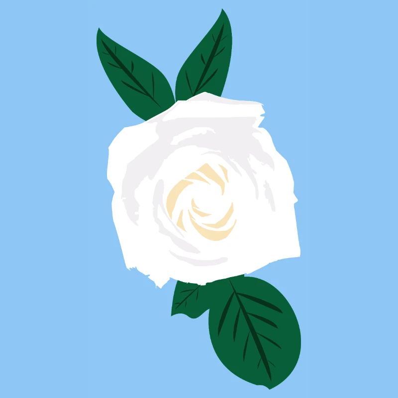 Rose blanche à feuilles vertes