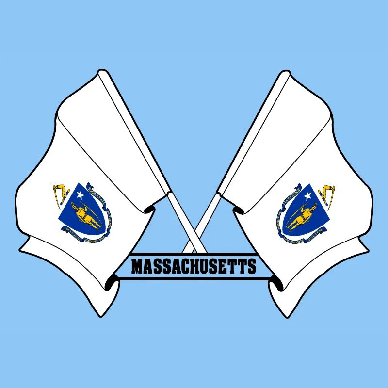 Deux drapeaux texte MASSACHUSETTS