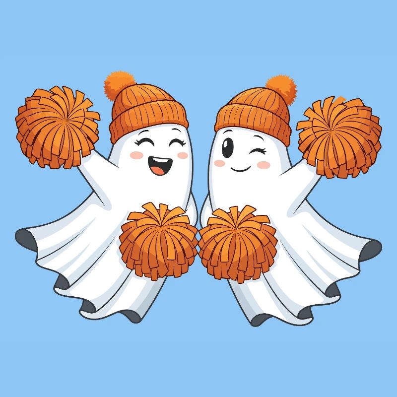 Fantômes mignons avec des pompons