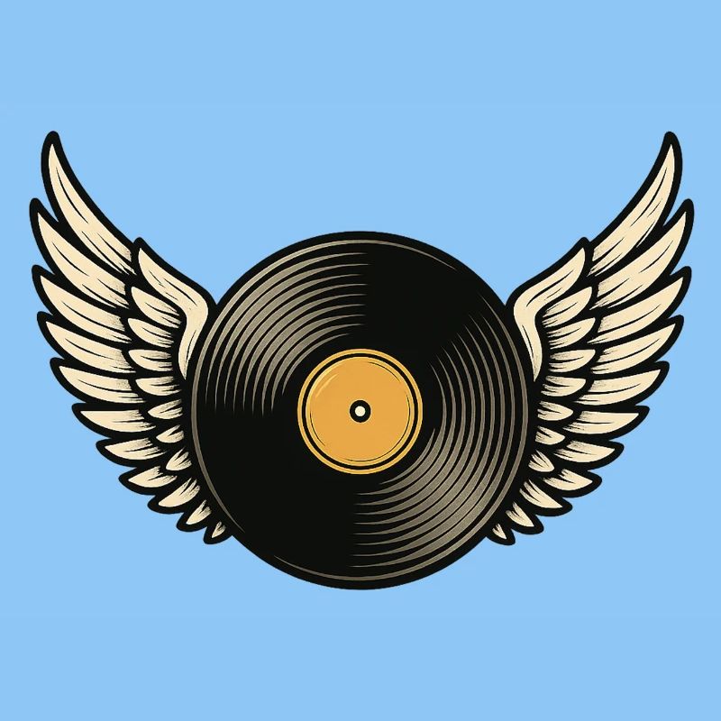 Disque vinyle avec piano à queue | Conception d’ailes en vinyle
