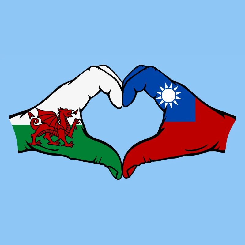 Wales Taiwan Flag Hands Heart Shape