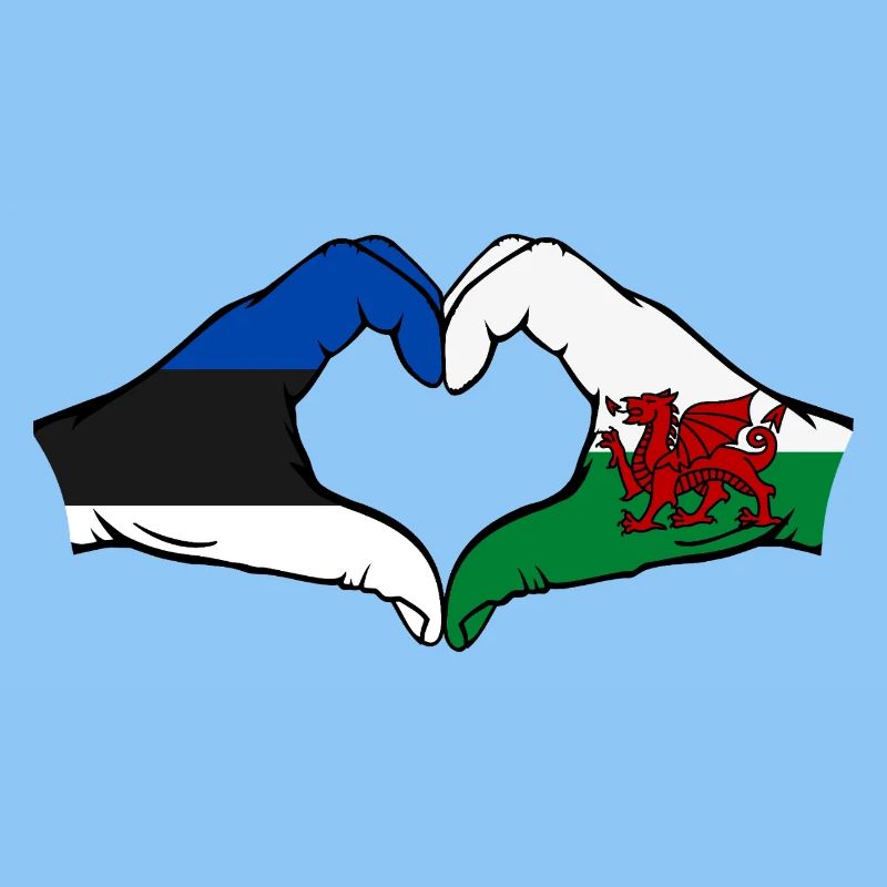 Estonia Wales Flag Hands Heart Shape