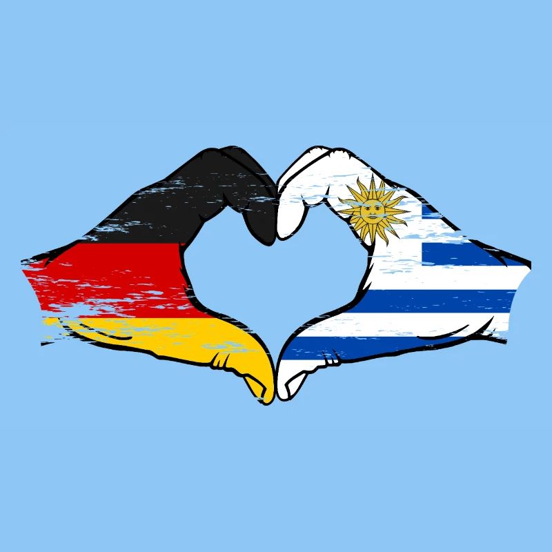 Germany Uruguay Flag Hands Heart Shape Used