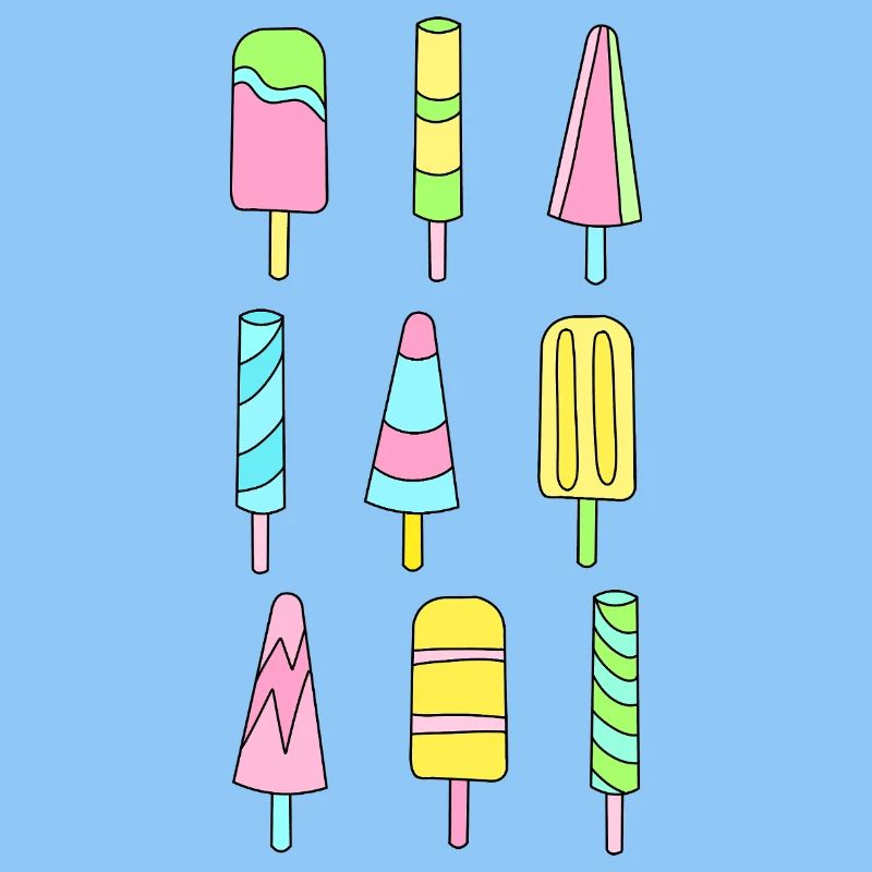 Bunte Eis am Stiel