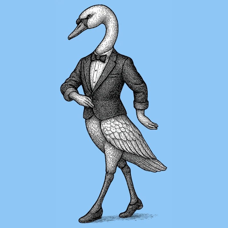 Schwan im Smoking