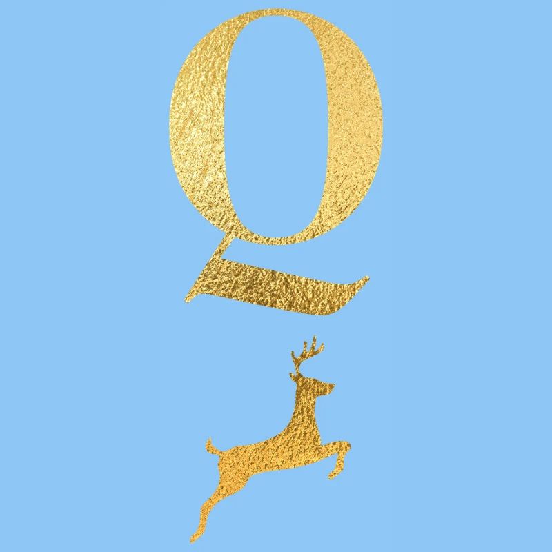 Buchstabe Q Goldener Hirsch - Geschenkidee