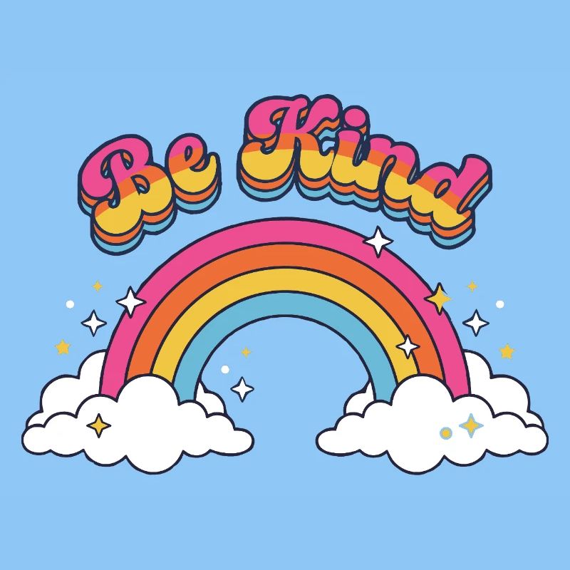Sei freundlich Retro Regenbogen-Positive Vibes