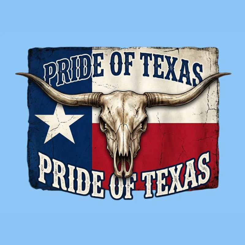 Texas Pride Horns Skull