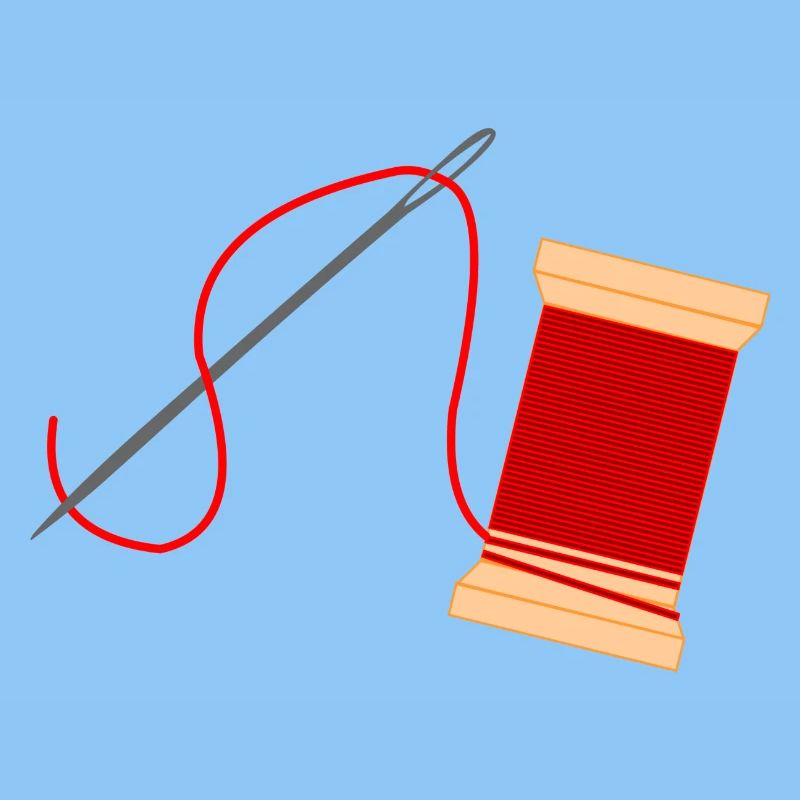 Needle and thread logo embroidery