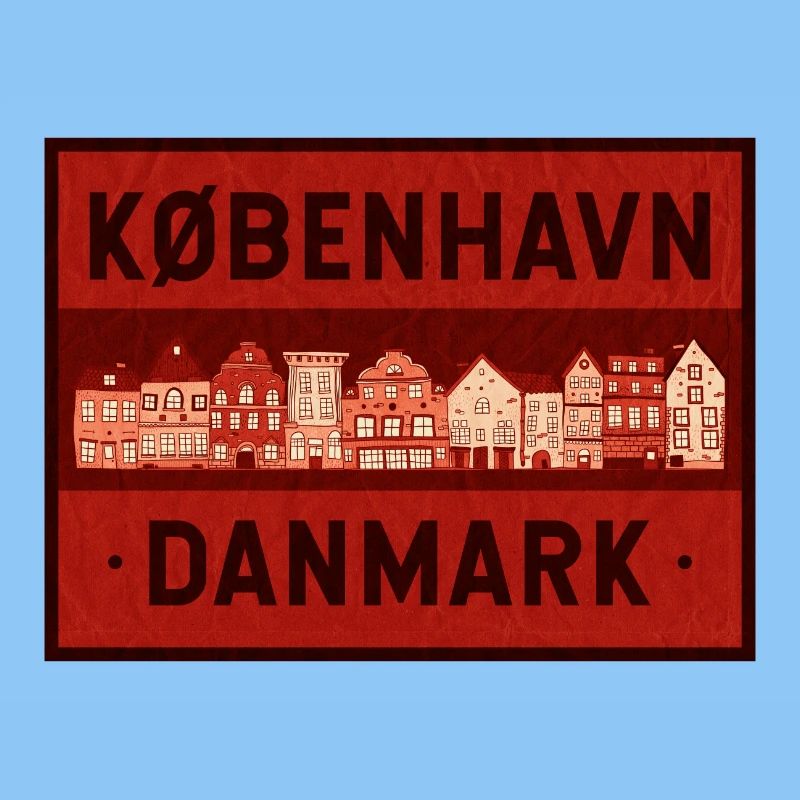 Copenhagen Skyline Red Print