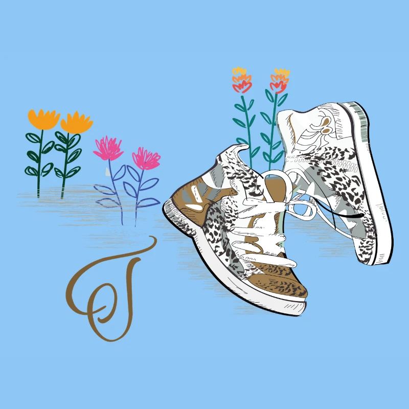 Wanderschuhe mit Blumen
