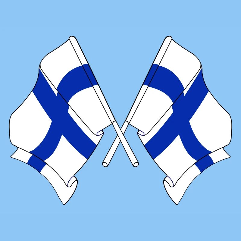 Deux drapeaux de la Finlande croisés