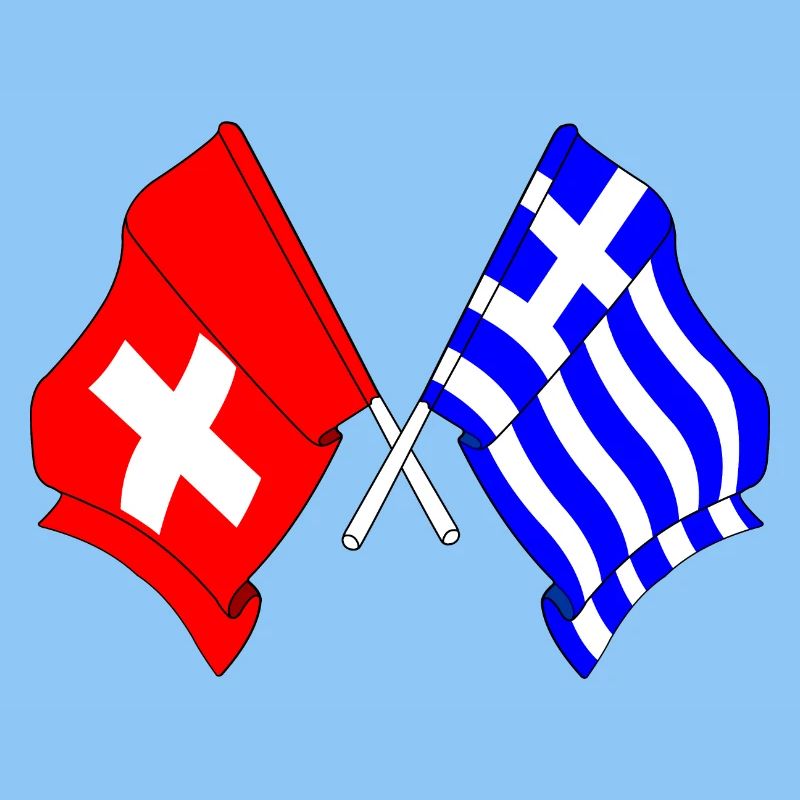 Drapeau de la Suisse et drapeau de la Grèce