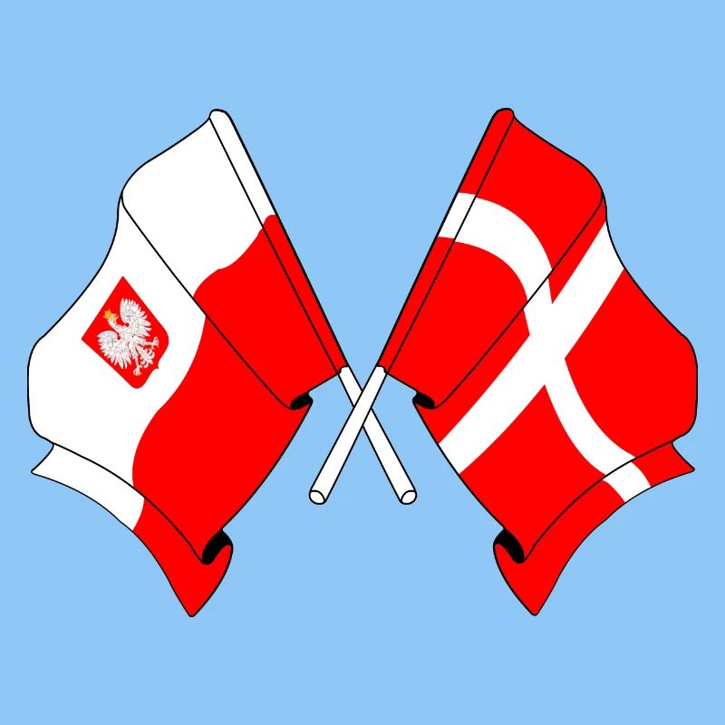 Drapeau de la Pologne et drapeau du Danemark
