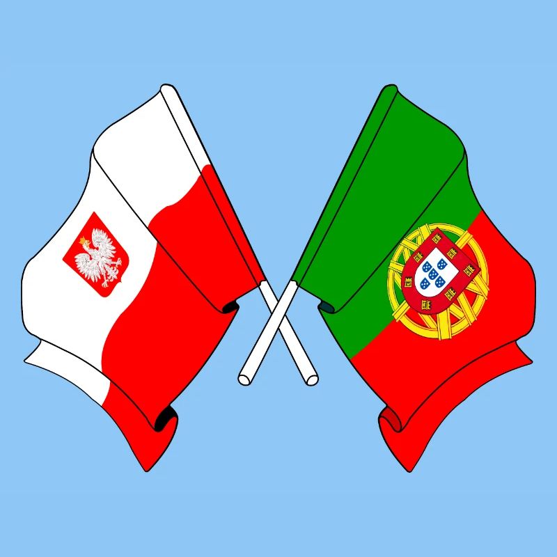 Drapeau de la Pologne et drapeau du Portugal