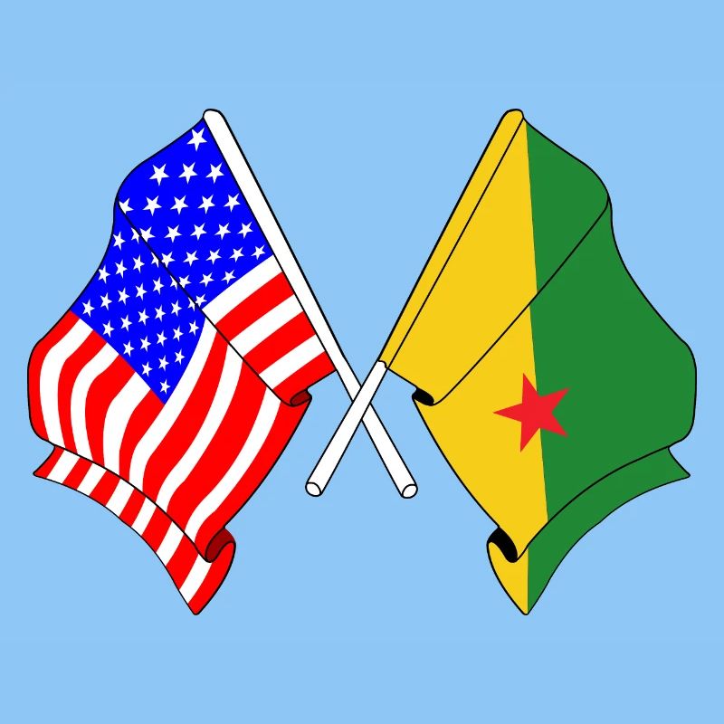 Drapeau des États-Unis et drapeau de la Guyane française