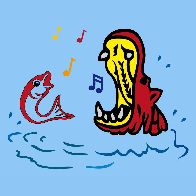 Hippo and fish sing in duet