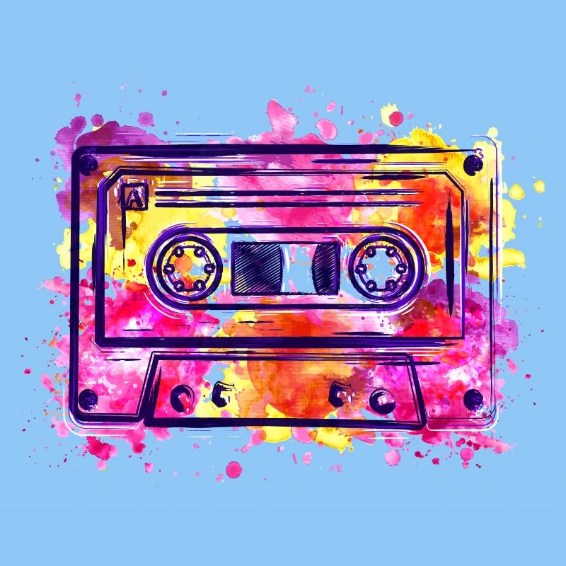 Kassette (Retro, Farbkleckse)