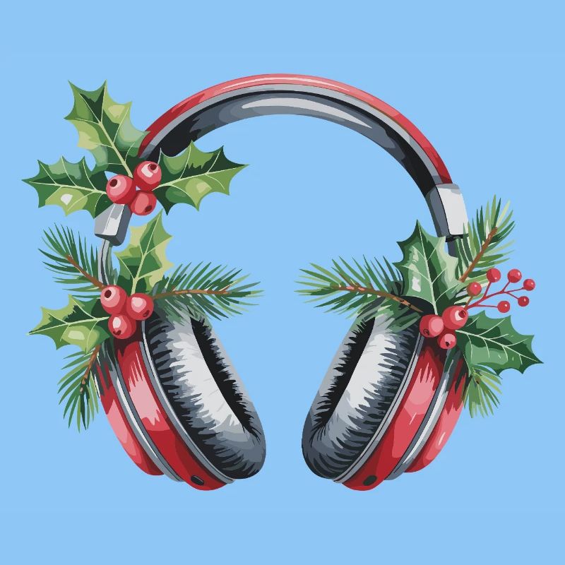 Weihnachtskopfhörer mit Tannengrün