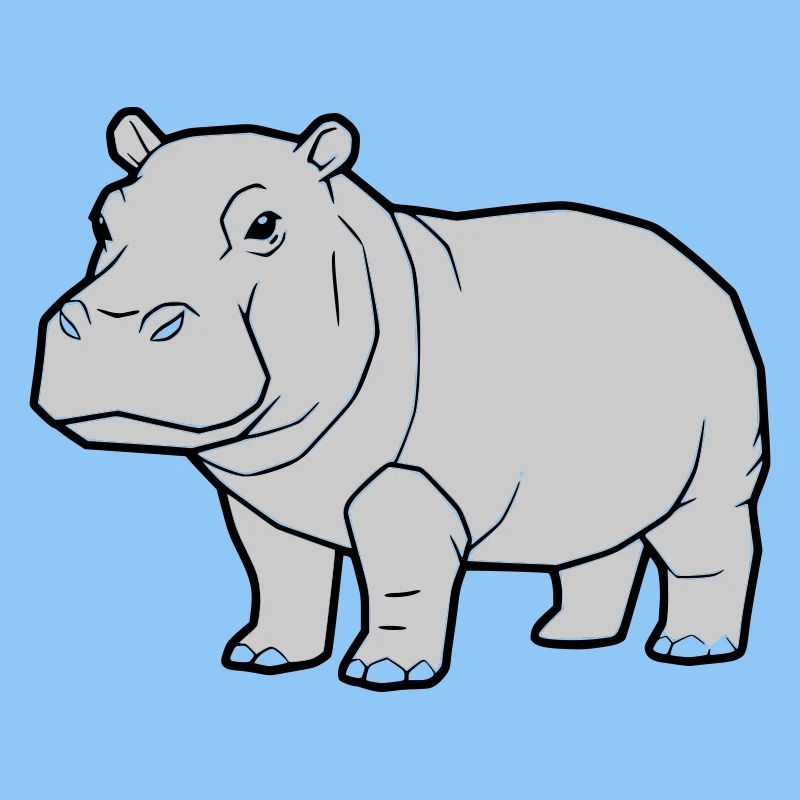 Nilpferd Stehend Comic Tier Zoo