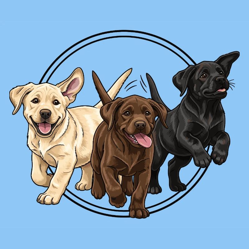 Fröhliche Labrador Welpen Illustration